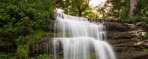 Preview wallpaper waterfall, water, cascade, rocks, nature, landscape