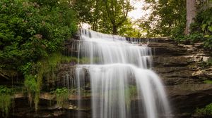 Preview wallpaper waterfall, water, cascade, rocks, nature, landscape