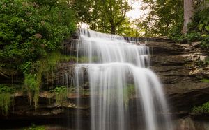 Preview wallpaper waterfall, water, cascade, rocks, nature, landscape