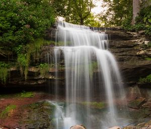 Preview wallpaper waterfall, water, cascade, rocks, nature, landscape