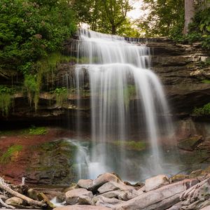 Preview wallpaper waterfall, water, cascade, rocks, nature, landscape