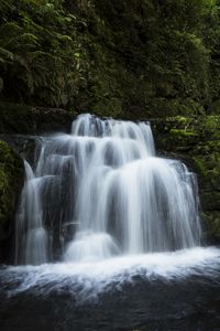 Preview wallpaper waterfall, water, cascade, rock, moss, nature