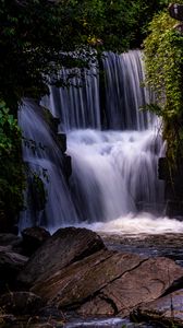 Preview wallpaper waterfall, water, cascade, trees, nature, landscape