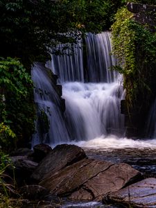 Preview wallpaper waterfall, water, cascade, trees, nature, landscape