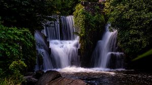 Preview wallpaper waterfall, water, cascade, trees, nature, landscape