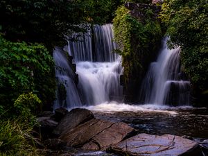 Preview wallpaper waterfall, water, cascade, trees, nature, landscape