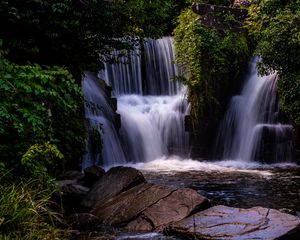 Preview wallpaper waterfall, water, cascade, trees, nature, landscape