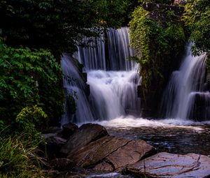 Preview wallpaper waterfall, water, cascade, trees, nature, landscape