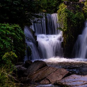 Preview wallpaper waterfall, water, cascade, trees, nature, landscape