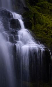 Preview wallpaper waterfall, water, cascade, rock, nature