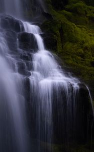Preview wallpaper waterfall, water, cascade, rock, nature