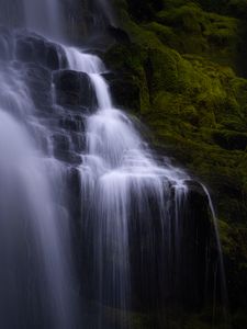 Preview wallpaper waterfall, water, cascade, rock, nature