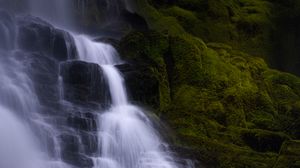 Preview wallpaper waterfall, water, cascade, rock, nature