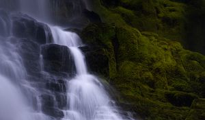 Preview wallpaper waterfall, water, cascade, rock, nature