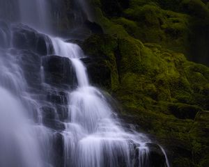 Preview wallpaper waterfall, water, cascade, rock, nature