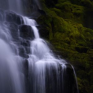 Preview wallpaper waterfall, water, cascade, rock, nature