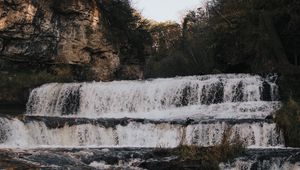 Preview wallpaper waterfall, water, flow, breakage, trees