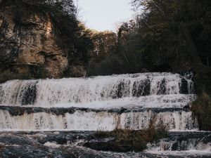 Preview wallpaper waterfall, water, flow, breakage, trees
