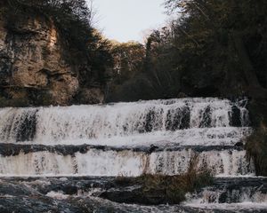 Preview wallpaper waterfall, water, flow, breakage, trees