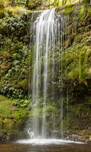 Preview wallpaper waterfall, water, grass, cliff