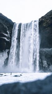 Preview wallpaper waterfall, water, ice, cliff, nature
