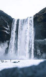 Preview wallpaper waterfall, water, ice, cliff, nature