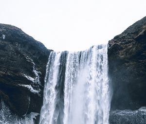 Preview wallpaper waterfall, water, ice, cliff, nature