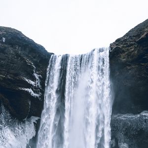 Preview wallpaper waterfall, water, ice, cliff, nature