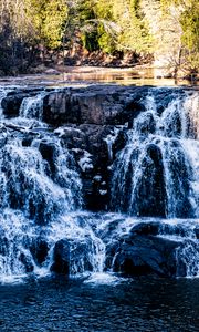 Preview wallpaper waterfall, water, lake, trees, nature