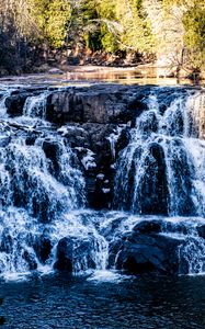 Preview wallpaper waterfall, water, lake, trees, nature