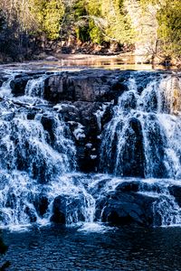 Preview wallpaper waterfall, water, lake, trees, nature