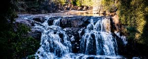 Preview wallpaper waterfall, water, lake, trees, nature