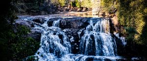 Preview wallpaper waterfall, water, lake, trees, nature