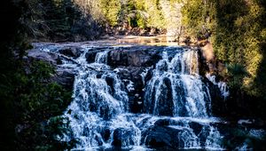 Preview wallpaper waterfall, water, lake, trees, nature