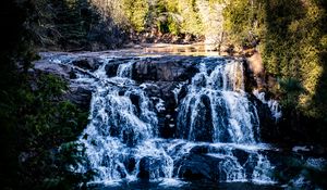Preview wallpaper waterfall, water, lake, trees, nature