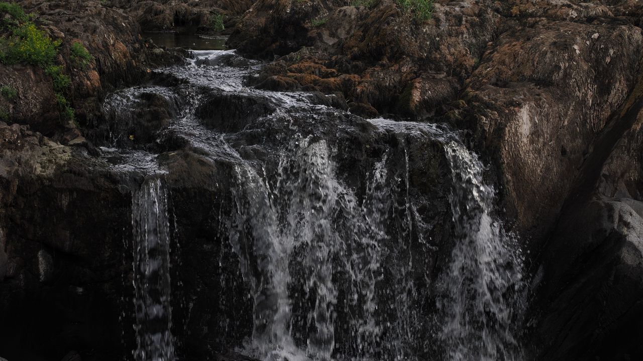 Wallpaper waterfall, water, landscape, nature, stones