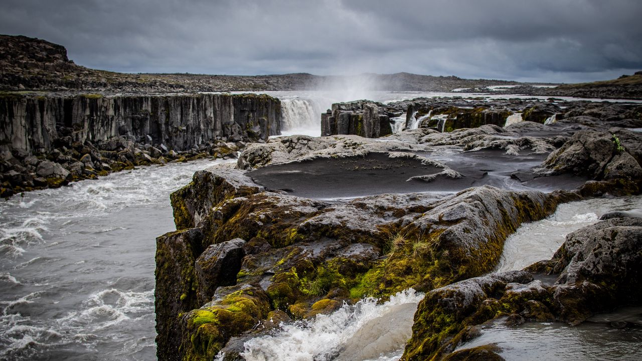 Wallpaper waterfall, water, nature, stones, landscape