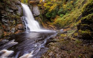 Preview wallpaper waterfall, water, river, grass, trees