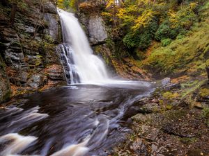 Preview wallpaper waterfall, water, river, grass, trees