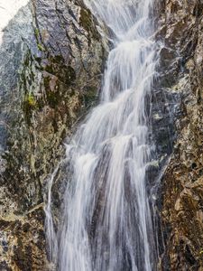 Preview wallpaper waterfall, water, rock, nature, landscape