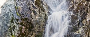 Preview wallpaper waterfall, water, rock, nature, landscape