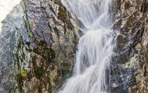 Preview wallpaper waterfall, water, rock, nature, landscape