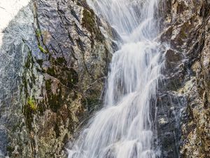 Preview wallpaper waterfall, water, rock, nature, landscape