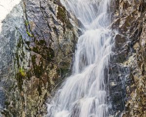 Preview wallpaper waterfall, water, rock, nature, landscape