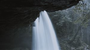 Preview wallpaper waterfall, water, rock, stones, nature
