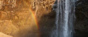 Preview wallpaper waterfall, water, rock, rainbow, nature