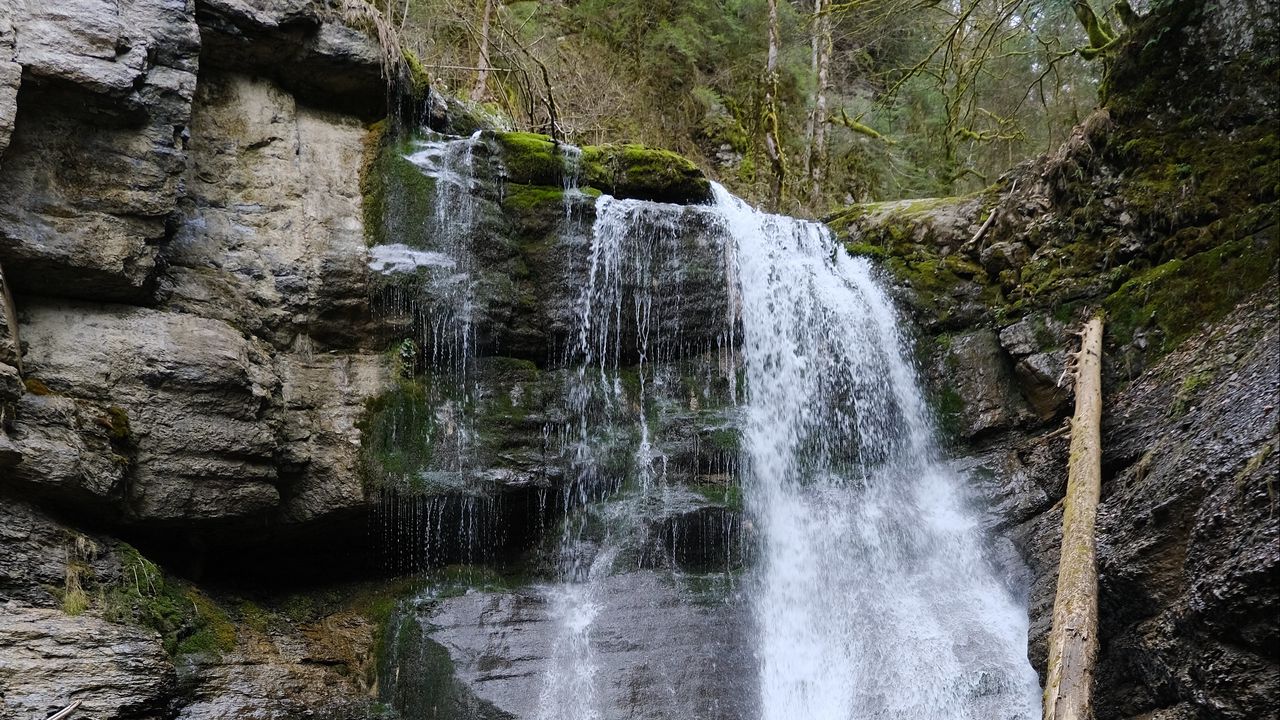 Wallpaper waterfall, water, rock, river, stones, nature