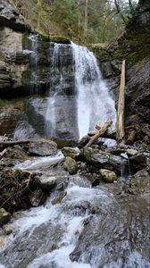 Preview wallpaper waterfall, water, rock, river, stones, nature