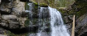 Preview wallpaper waterfall, water, rock, river, stones, nature