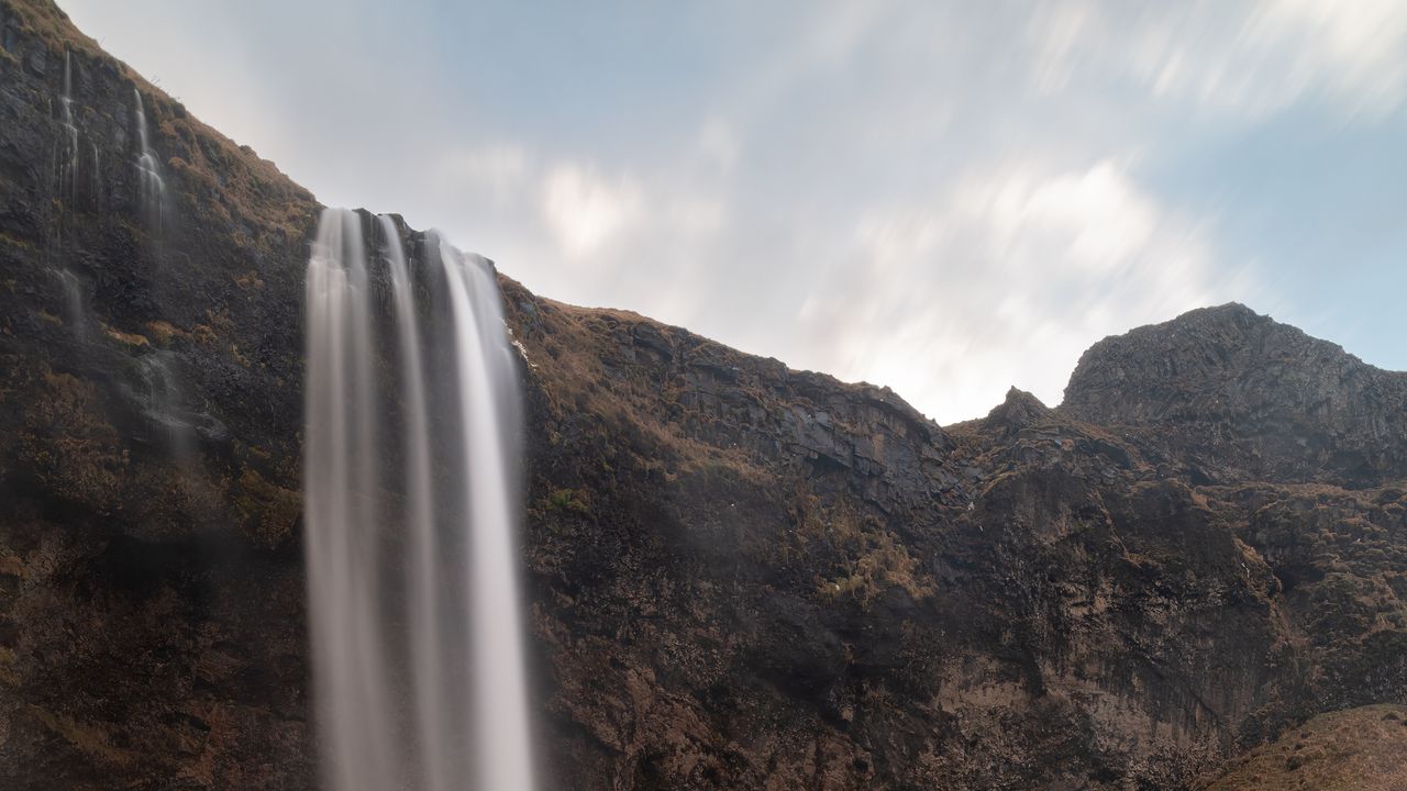 Wallpaper waterfall, water, rock, nature